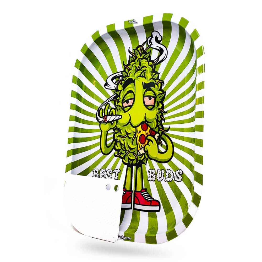 Best buds Pizza Large Metal Rolling Tray - Rolling tray se zaoblenými okraji.